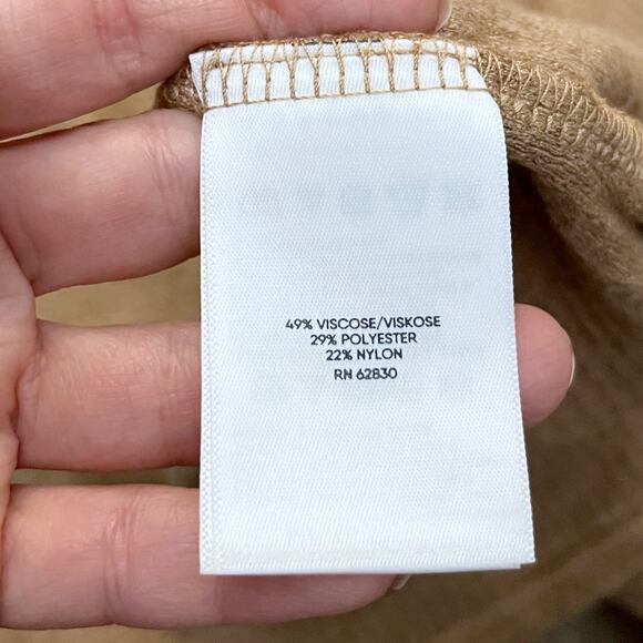 Lands End Textured Cable Knit Top 1X Cowl Neck Light Brown Long Sleeve Classic - Picture 8 of 10